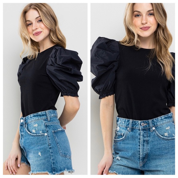 Fabulous Solid Big Puff Sleeve Top - Picture 3 of 3